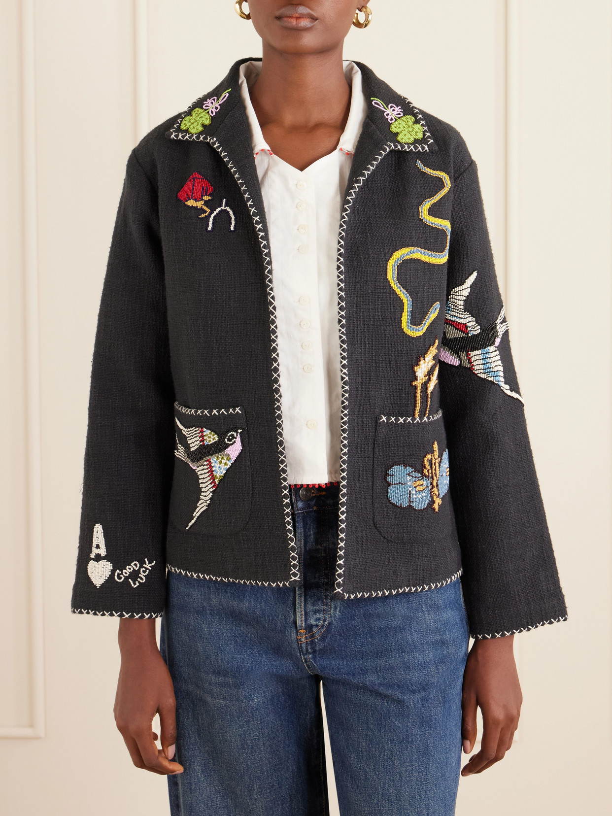 Francis Bead-Embellished Cotton-Canvas Jacket