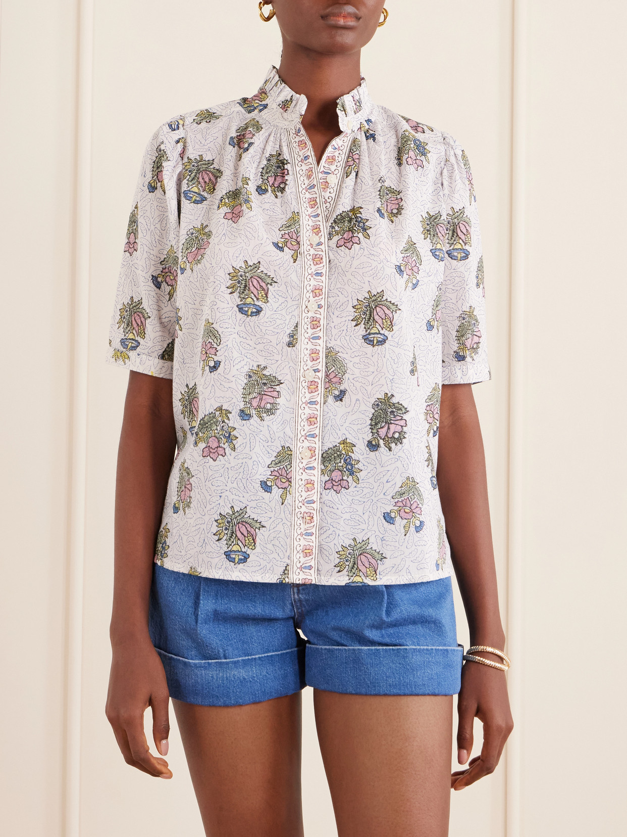 Winnie Mist Printed Cotton Gauze Shirt