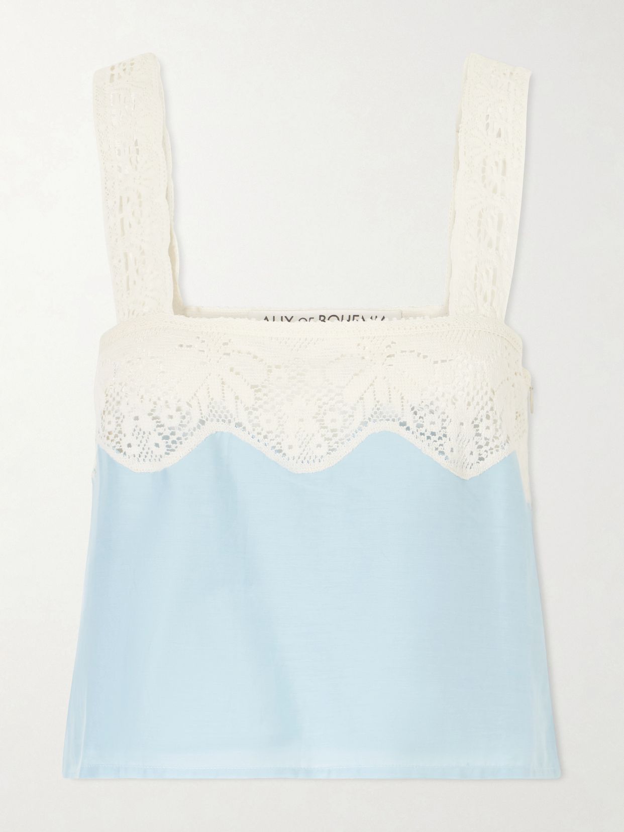 Alix of Bohemia Mia Sky Prima cotton and silk-blend lace-trimmed tank top