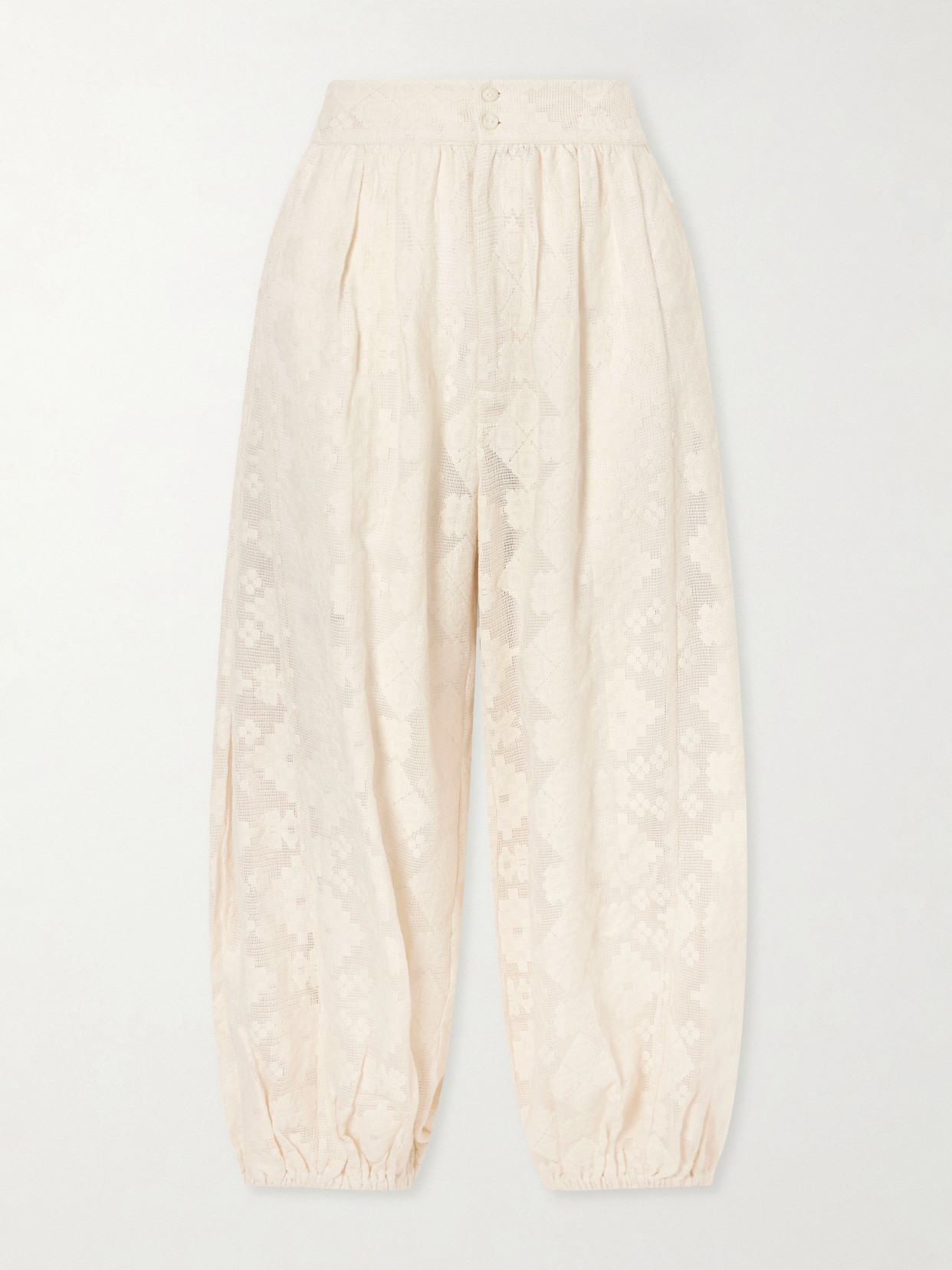 Alix Of Bohemia Margot Tetris Cotton-lace Tapered Pants In Nude