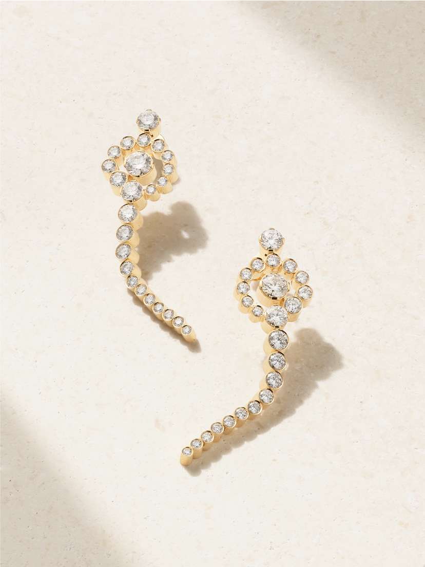 Sophie Bille Brahe Escargot De Rêve 18-karat Gold Diamond Earrings