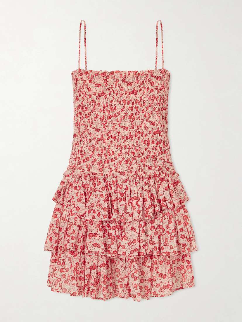 Marant Étoile Elodie Floral-print Ruffled Organic Cotton Mini Dress