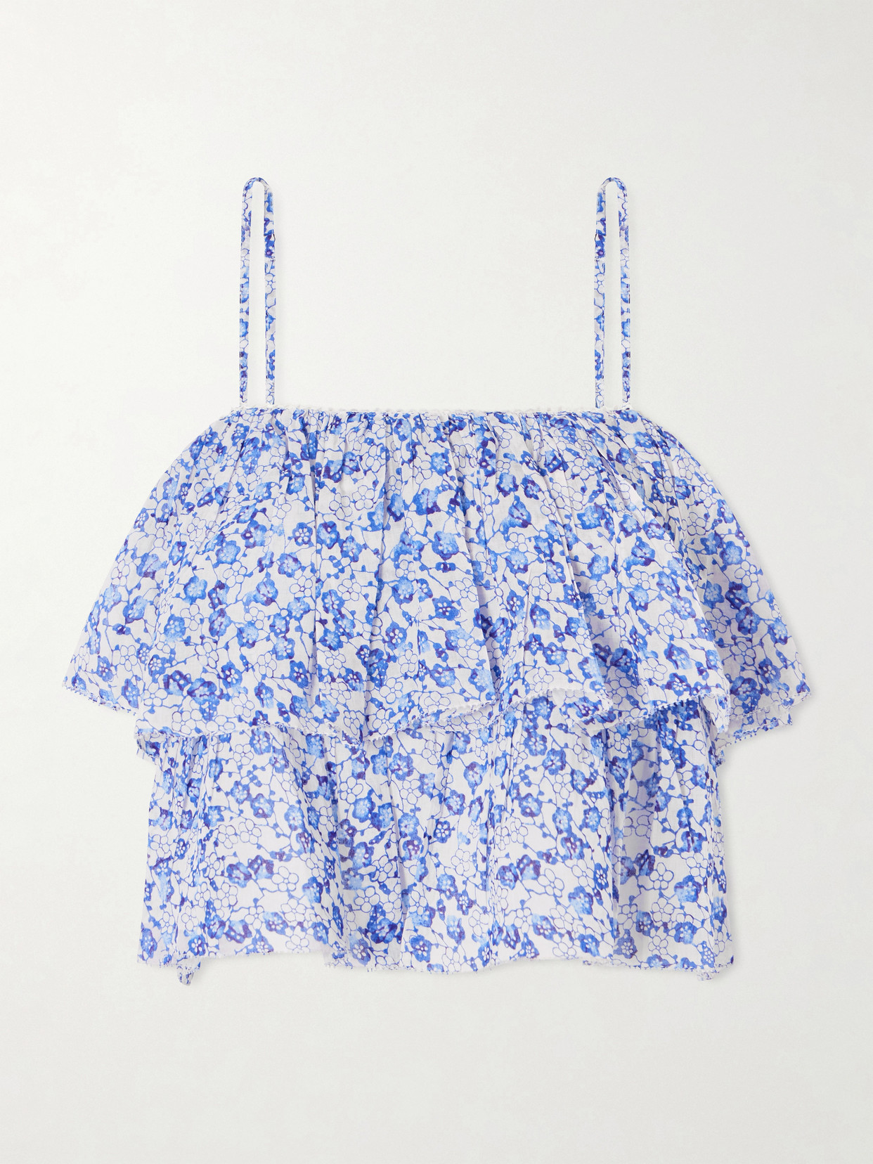 Marant Étoile - Erisa Ruffled Floral-Print Organic Cotton Cami