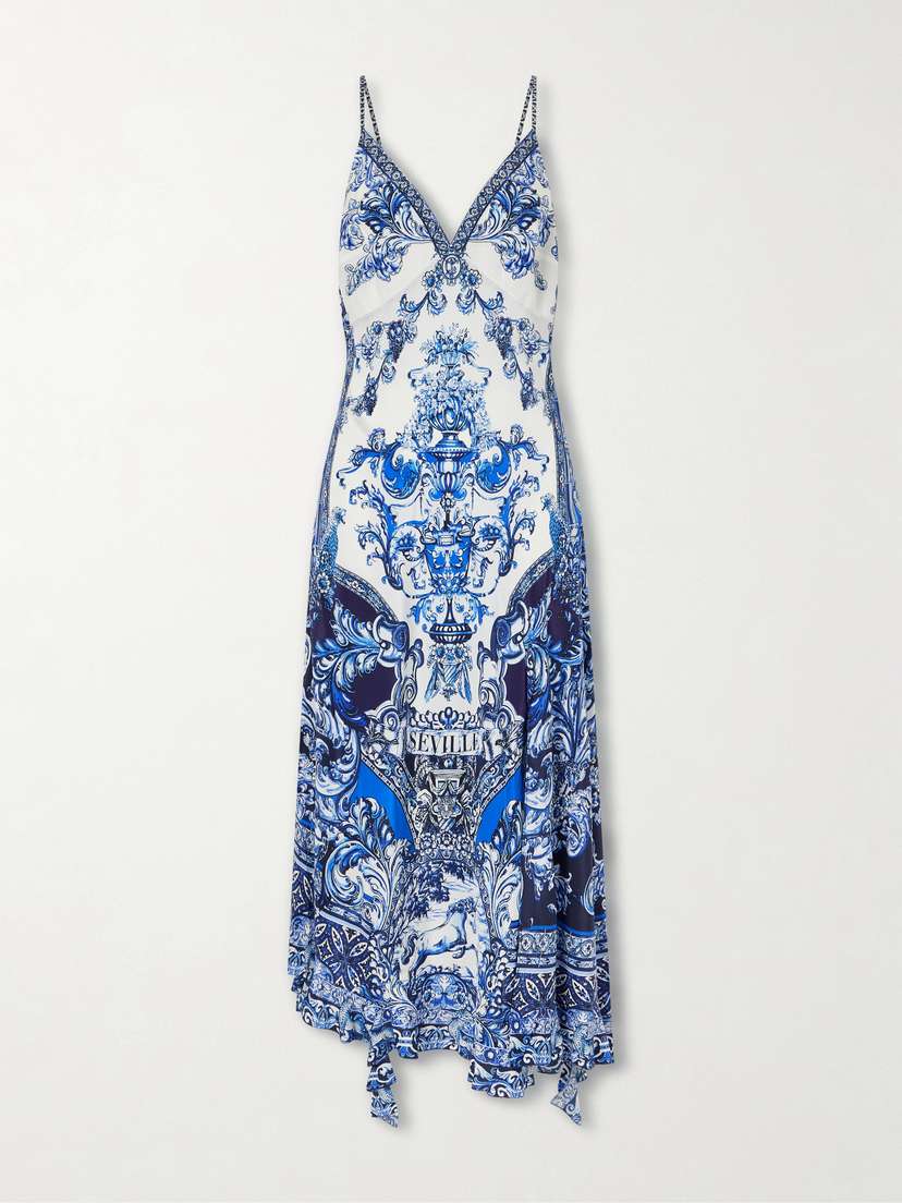 Camilla Crystal-embellished Printed Silk Midi Dress