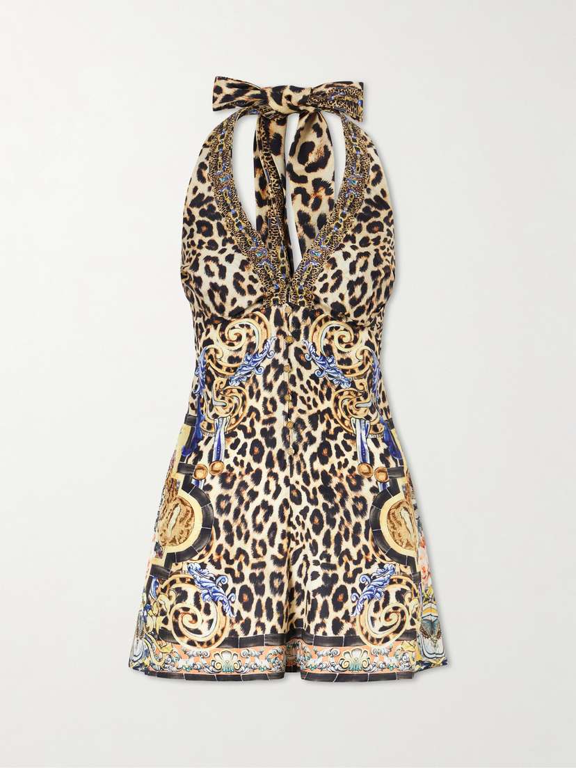 Camilla Embellished Printed Silk Halterneck Playsuit | Thumbnail 5