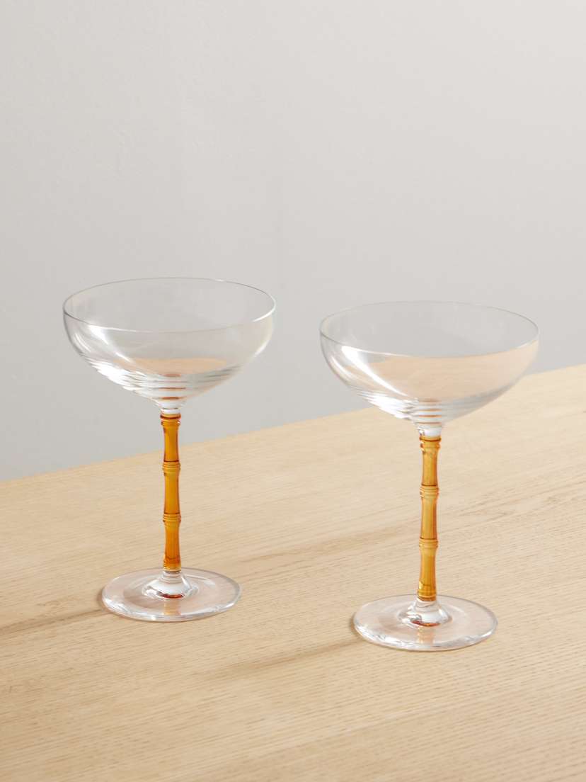 La DoubleJ Bamboo Set Of Two Crystal Champagne Coupes