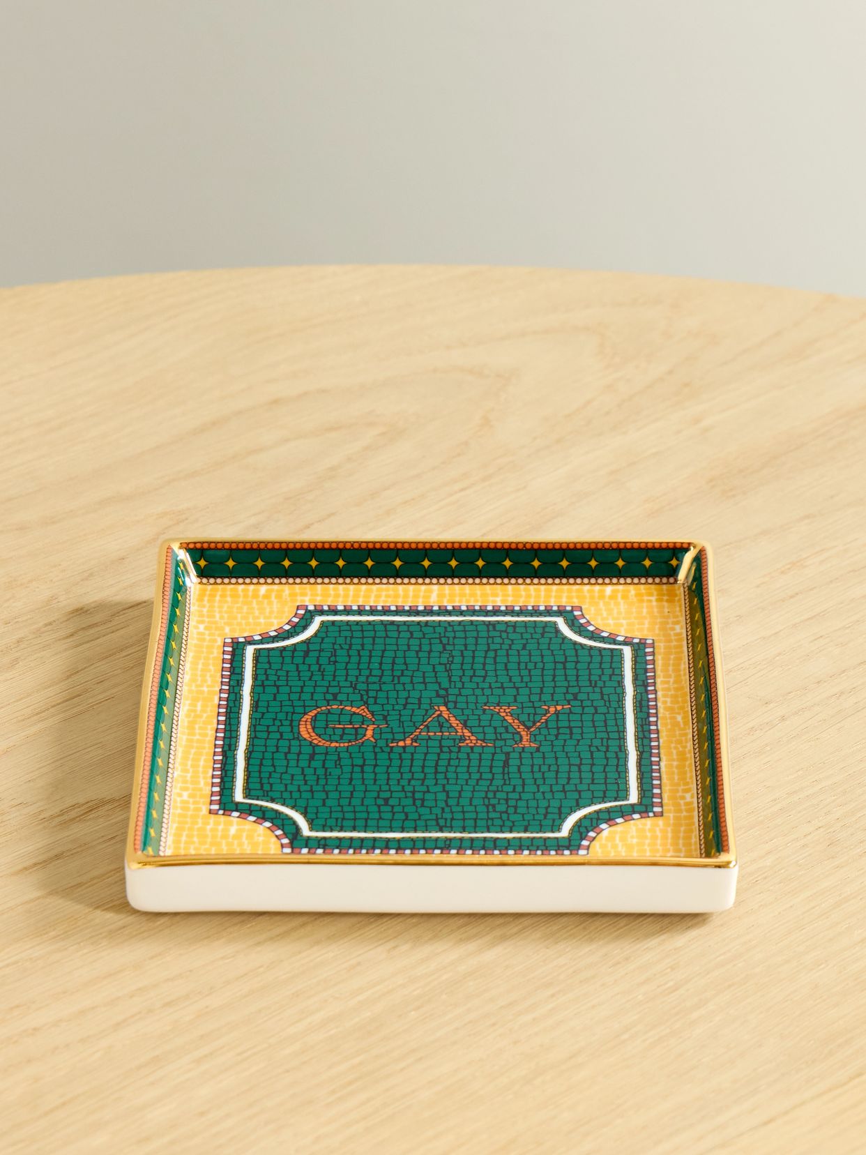 Gold-plated porcelain trinket tray