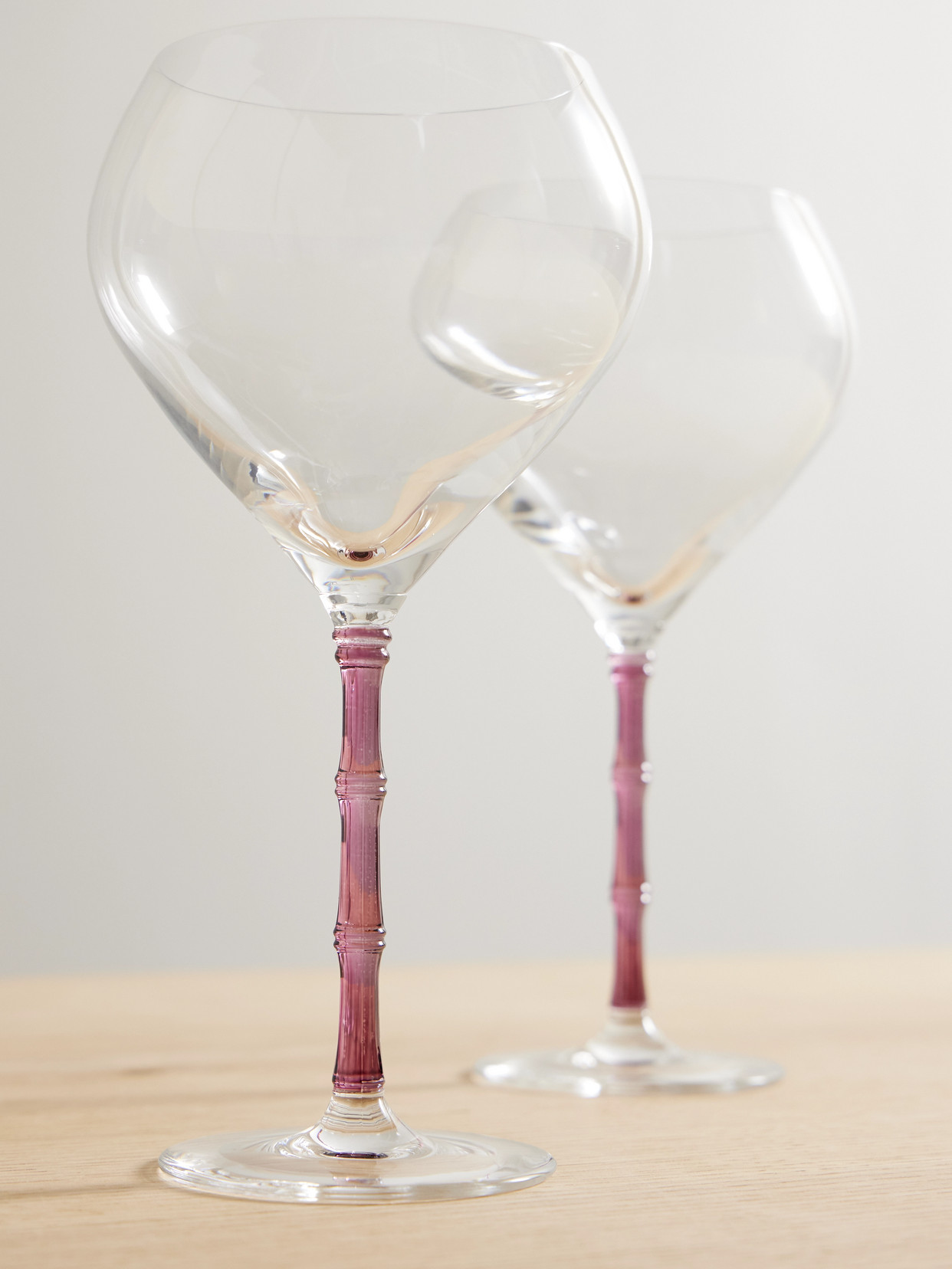 La Doublej Bamboo Balloon Set Of Two Crystal Glasses In Pink