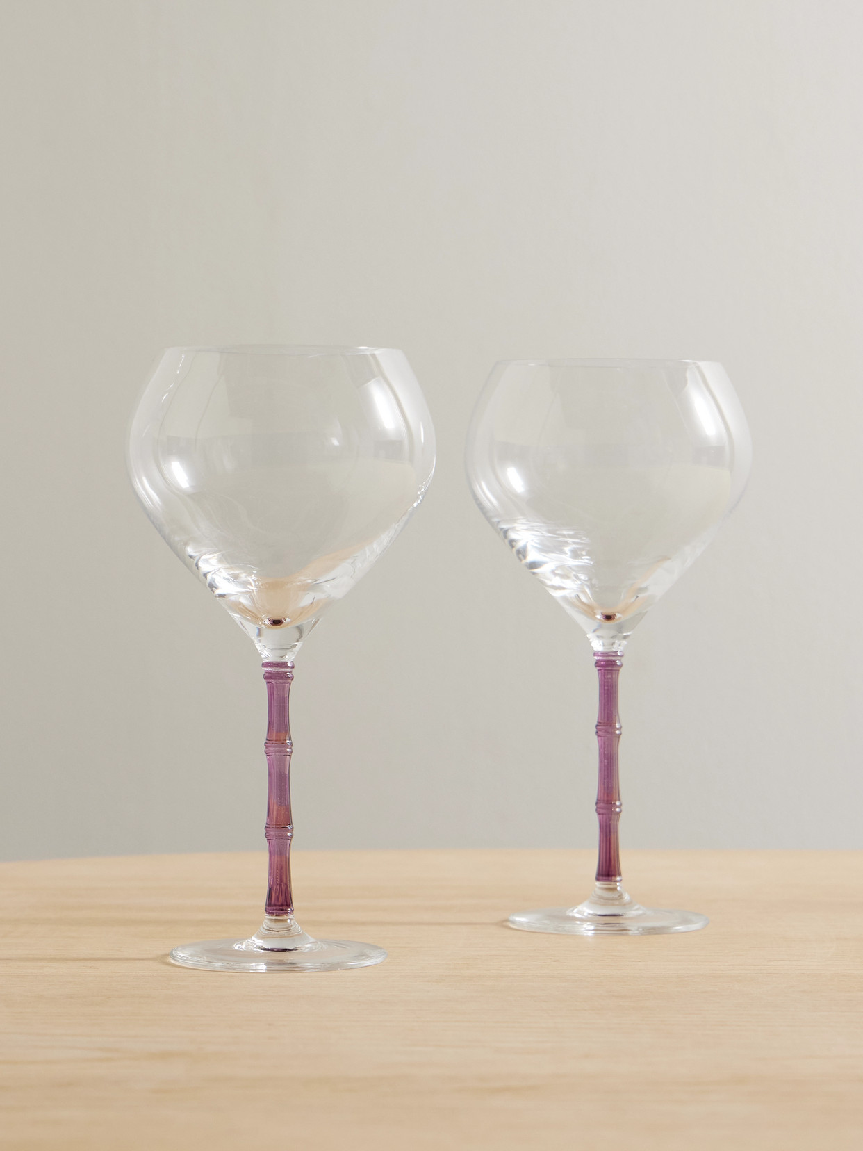 La Doublej Bamboo Balloon Set Of Two Crystal Glasses In Pink