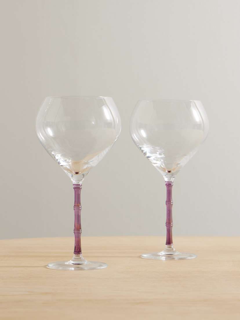 La DoubleJ Bamboo Balloon Set Of Two Crystal Glasses