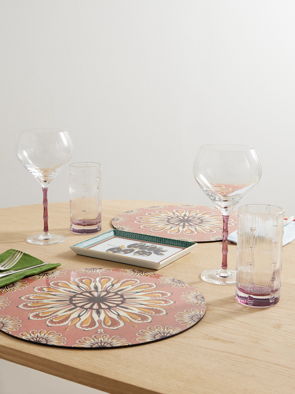 La Doublej Bamboo Balloon Set Of Two Crystal Glasses In Pink