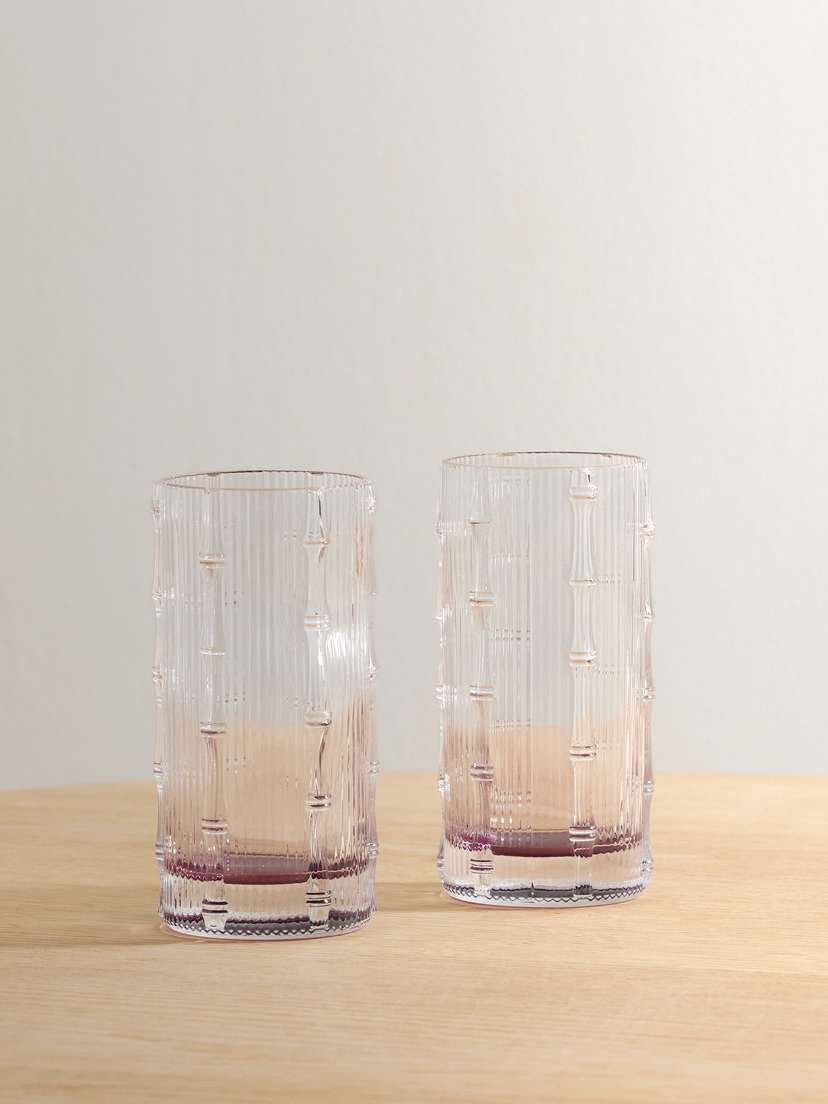 La DoubleJ Bamboo Set Of Two Crystal Highball Glasses