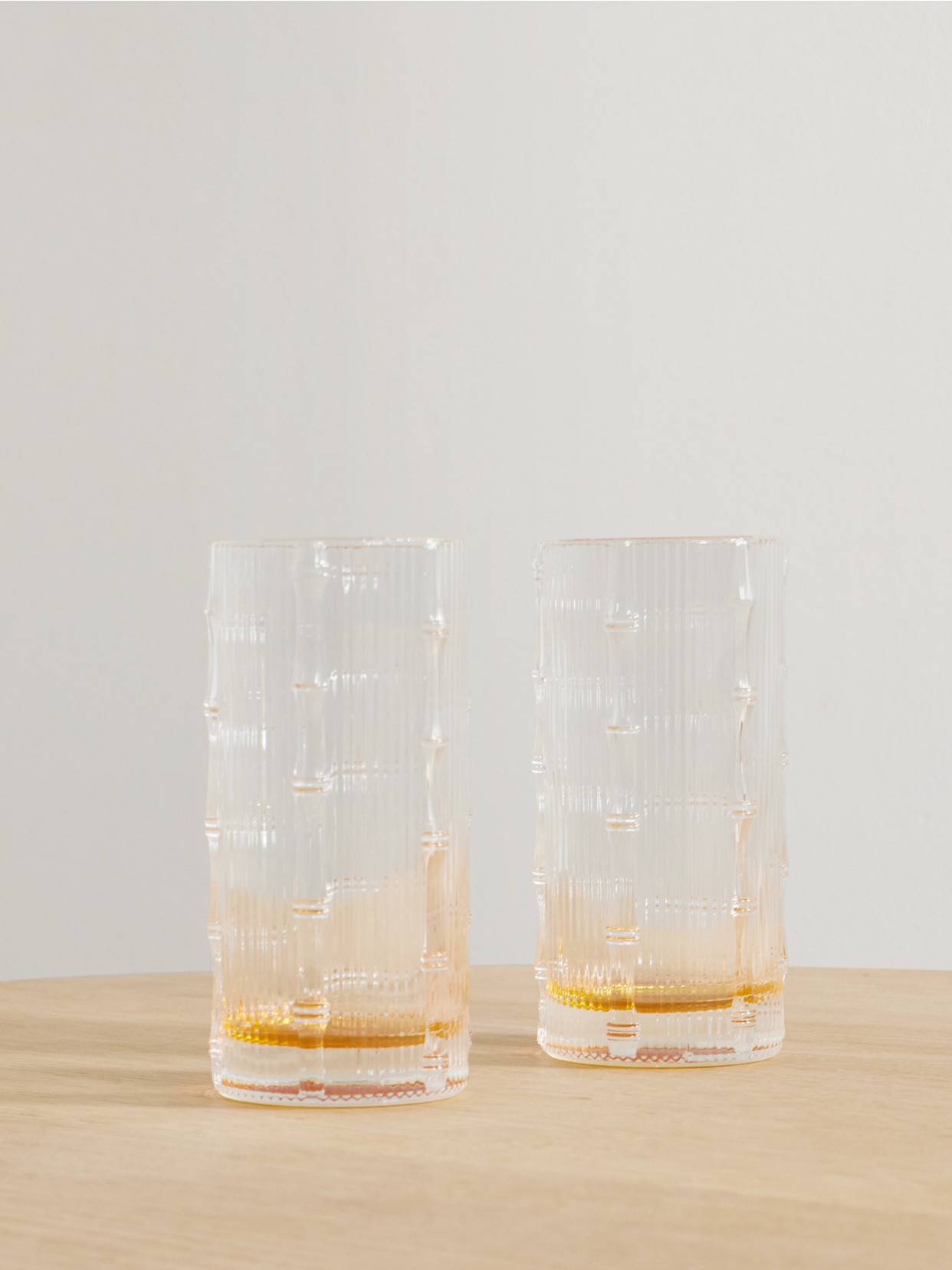 La Doublej Bamboo Set Of Two Crystal Highball Glasses In Yellow