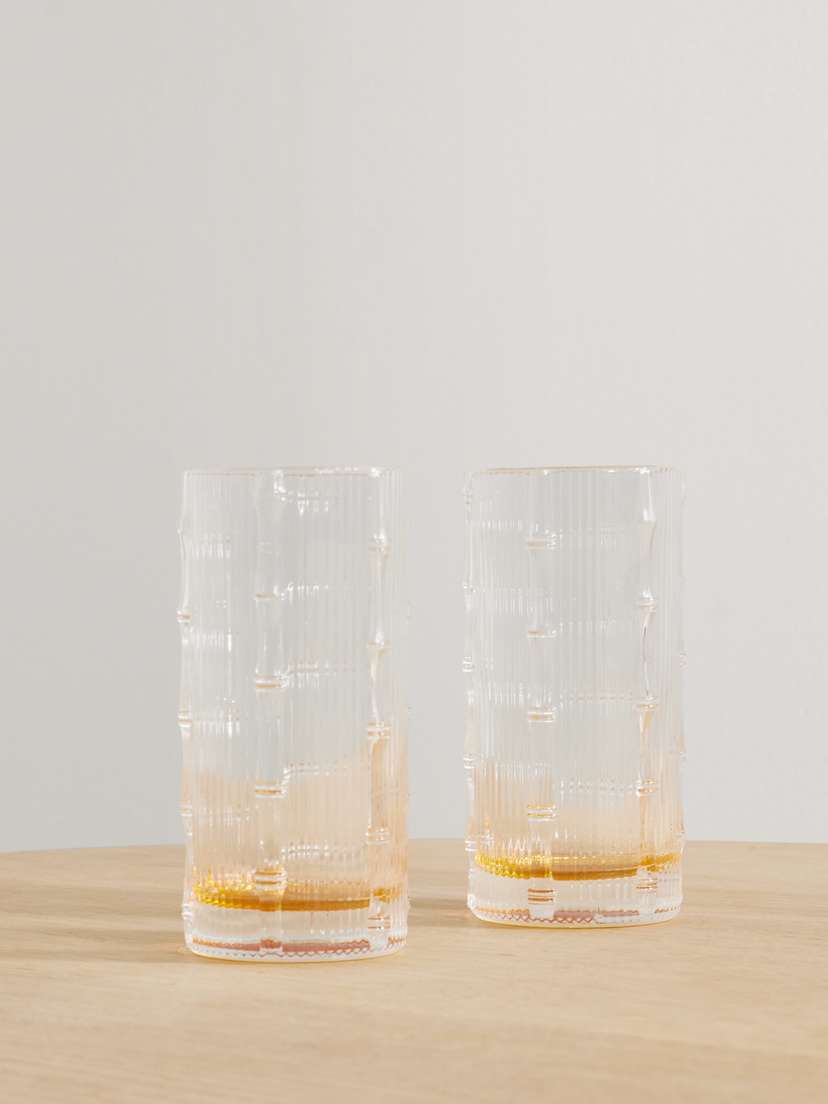 La DoubleJ Bamboo Set Of Two Crystal Highball Glasses