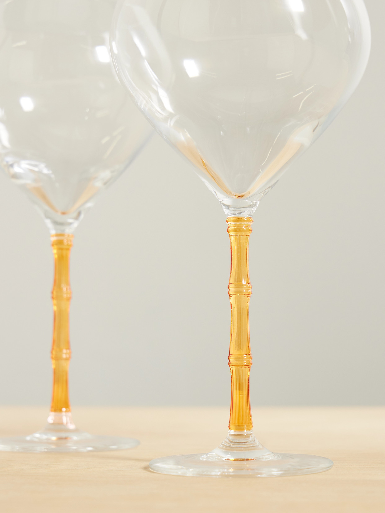 La Doublej Bamboo Balloon Set Of Two Crystal Glasses In Yellow
