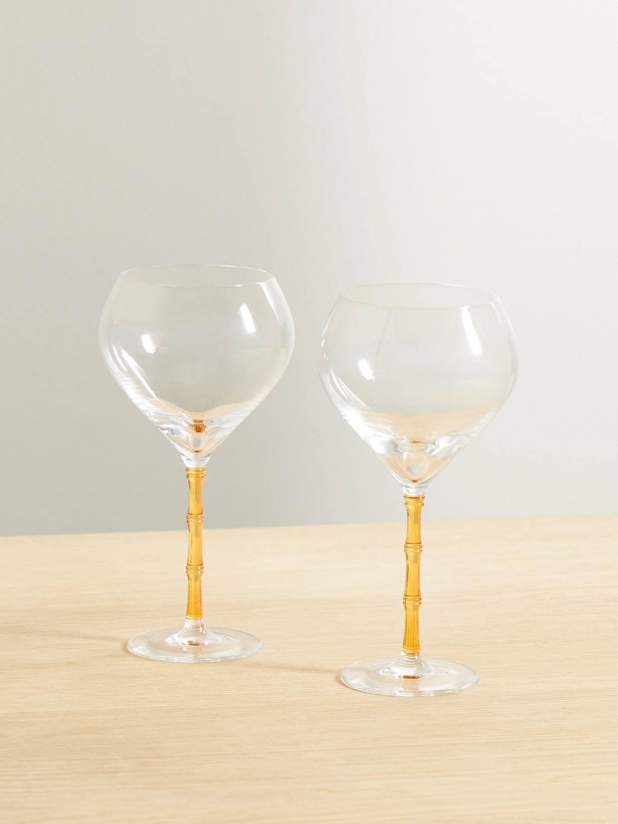 La Doublej Bamboo Balloon Set Of Two Crystal Glasses In Yellow