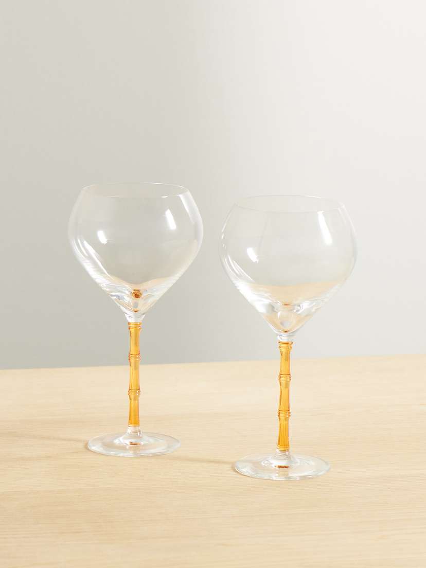 La DoubleJ Bamboo Balloon Set Of Two Crystal Glasses