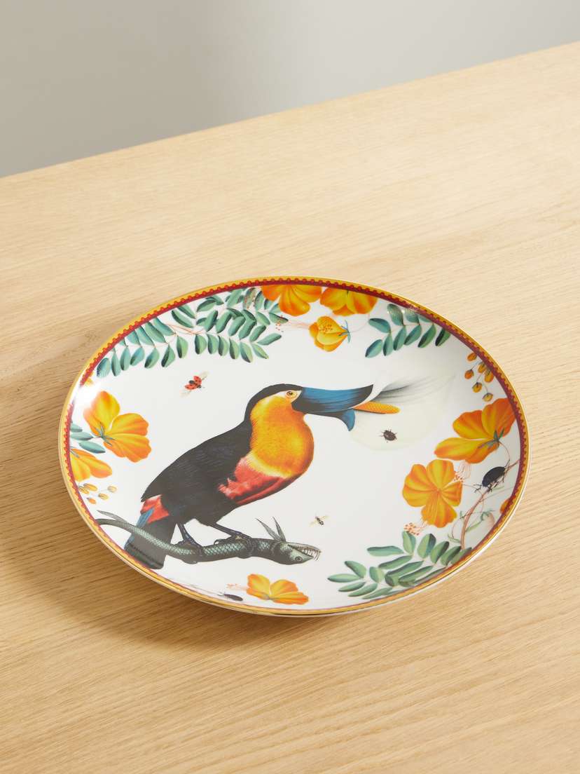 La DoubleJ + Beto Val Gold-plated Painted Porcelain Plate