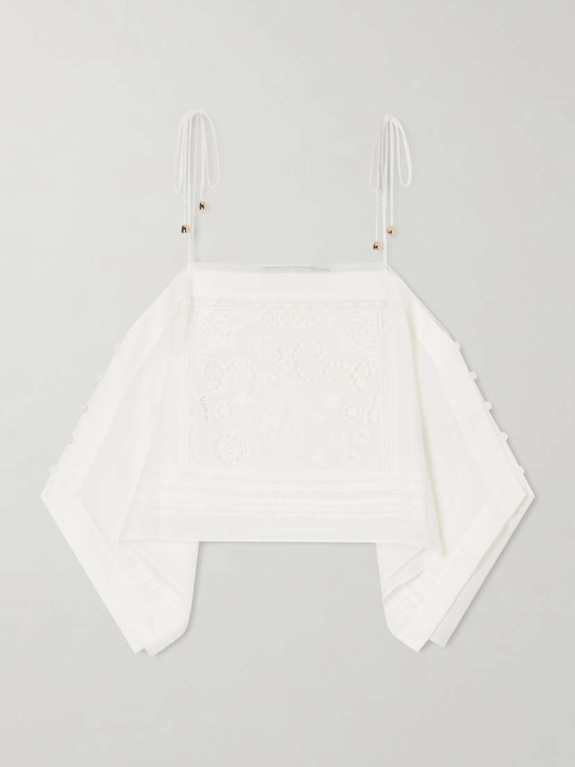 Self-Portrait Embroidered Ramie Top