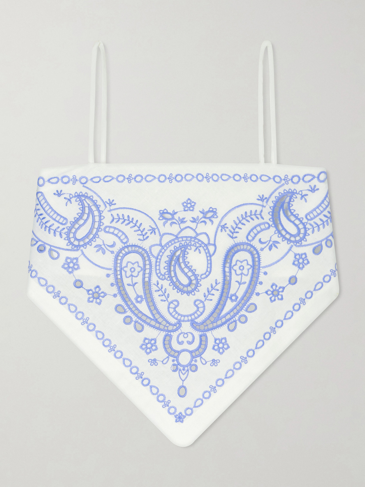 Asymmetric Embroidered Linen And Cotton-Blend Top