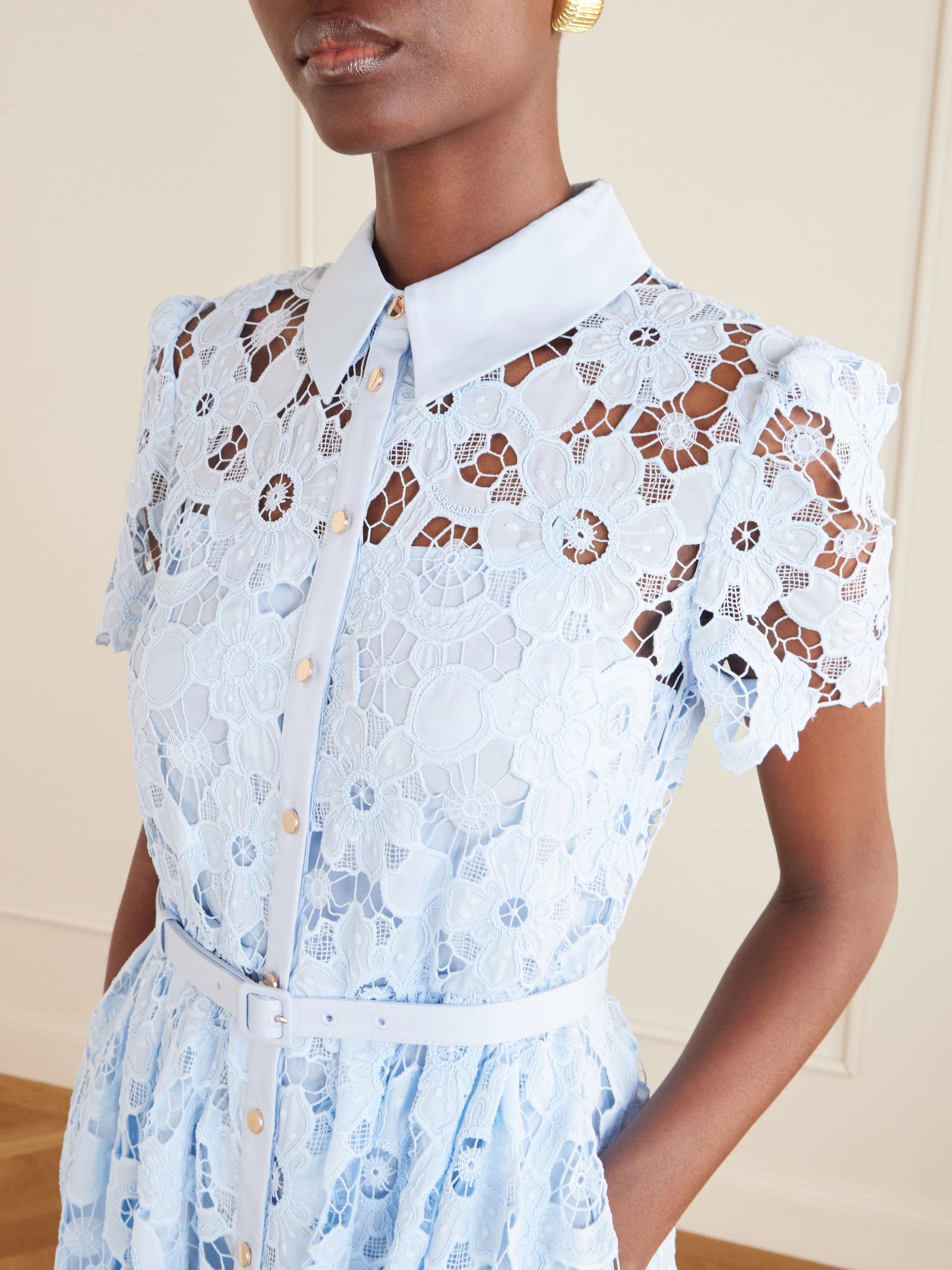 Self-Portrait Women's Blue Guipure Lace Midi Dress | Blue | 6 | New In Self-Portrait Women's Blue Guipure Lace Midi Dress | Blue | 6 | New In