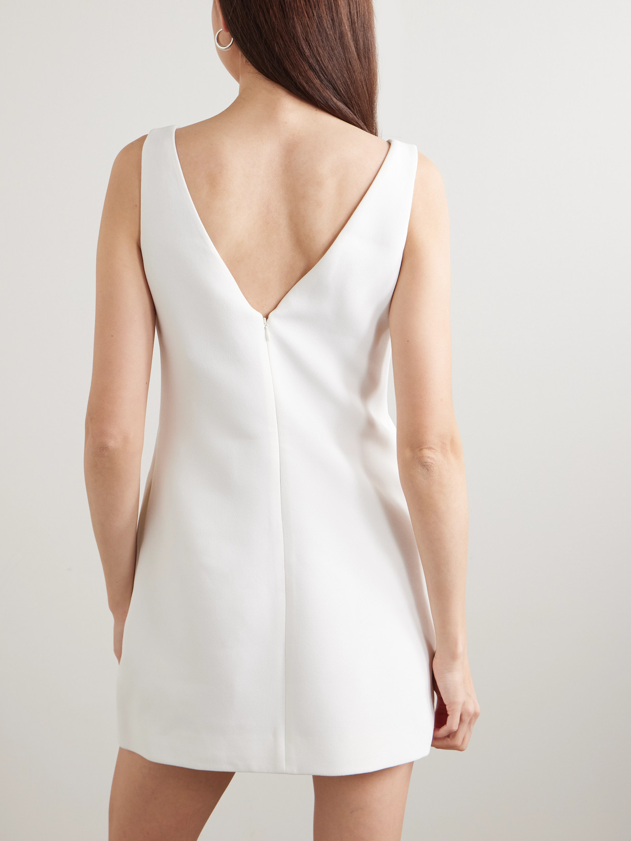 Self-portrait White Crepe Embellished Flower Mini Dress White In White