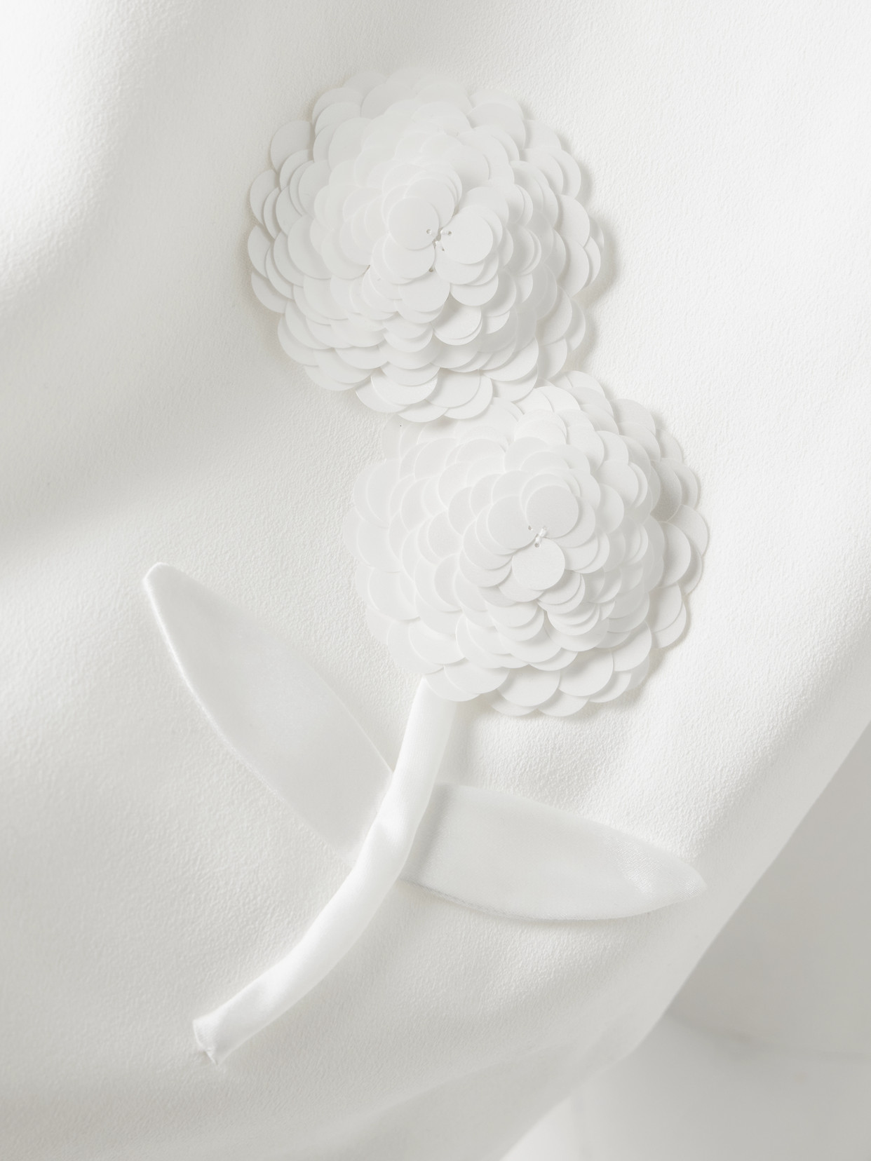 Self-portrait White Crepe Embellished Flower Mini Dress White In White