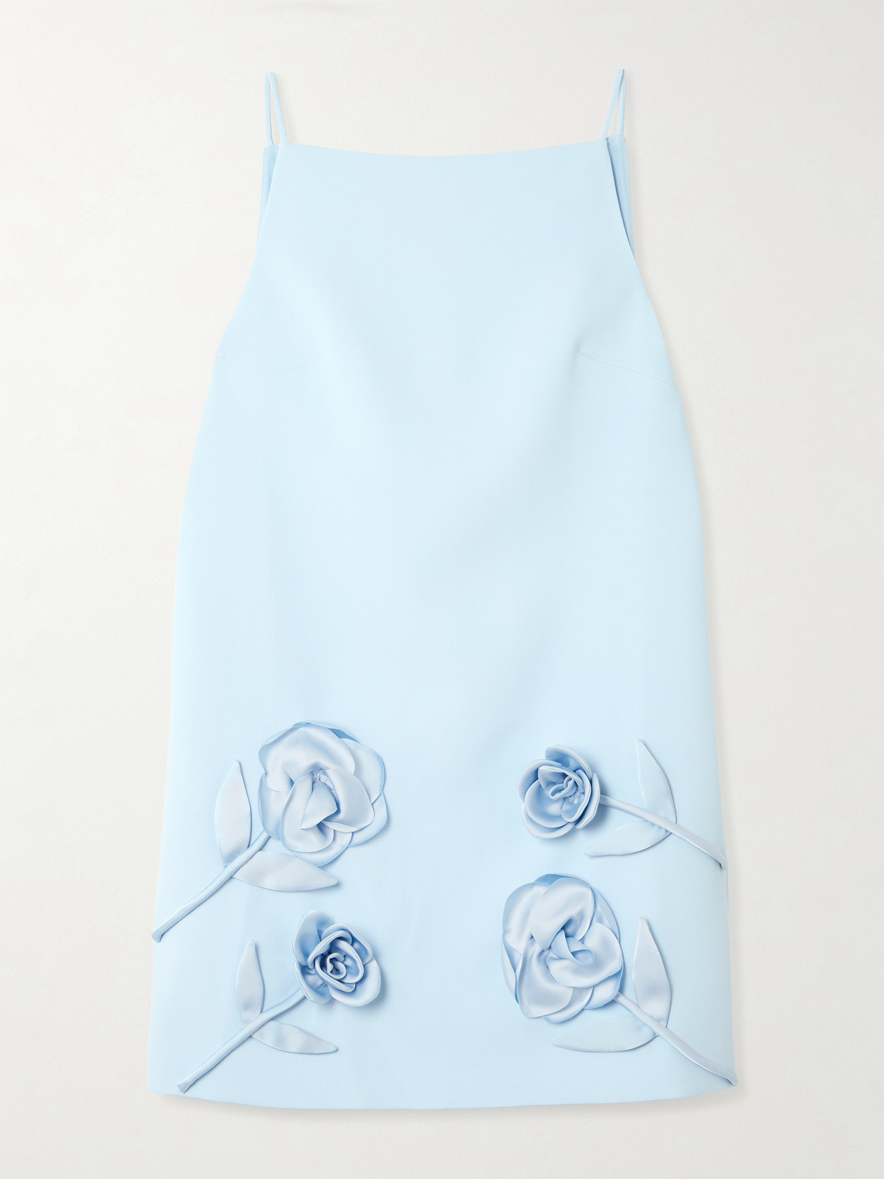 Self-portrait Appliquéd Satin-trimmed Crepe Mini Dress In Blue