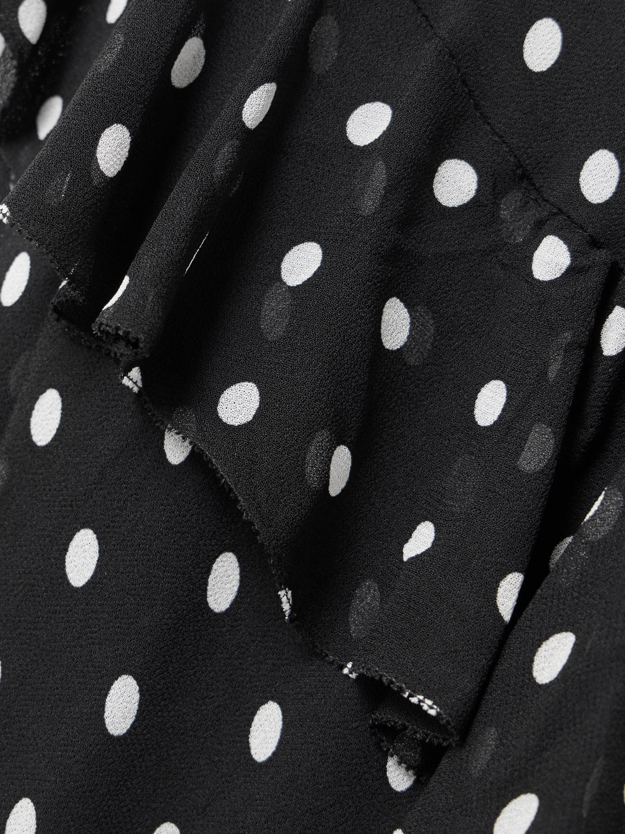 Self-portrait Long Dress Black Polka Dot With V-neck In Black Georgette For Women In Multi