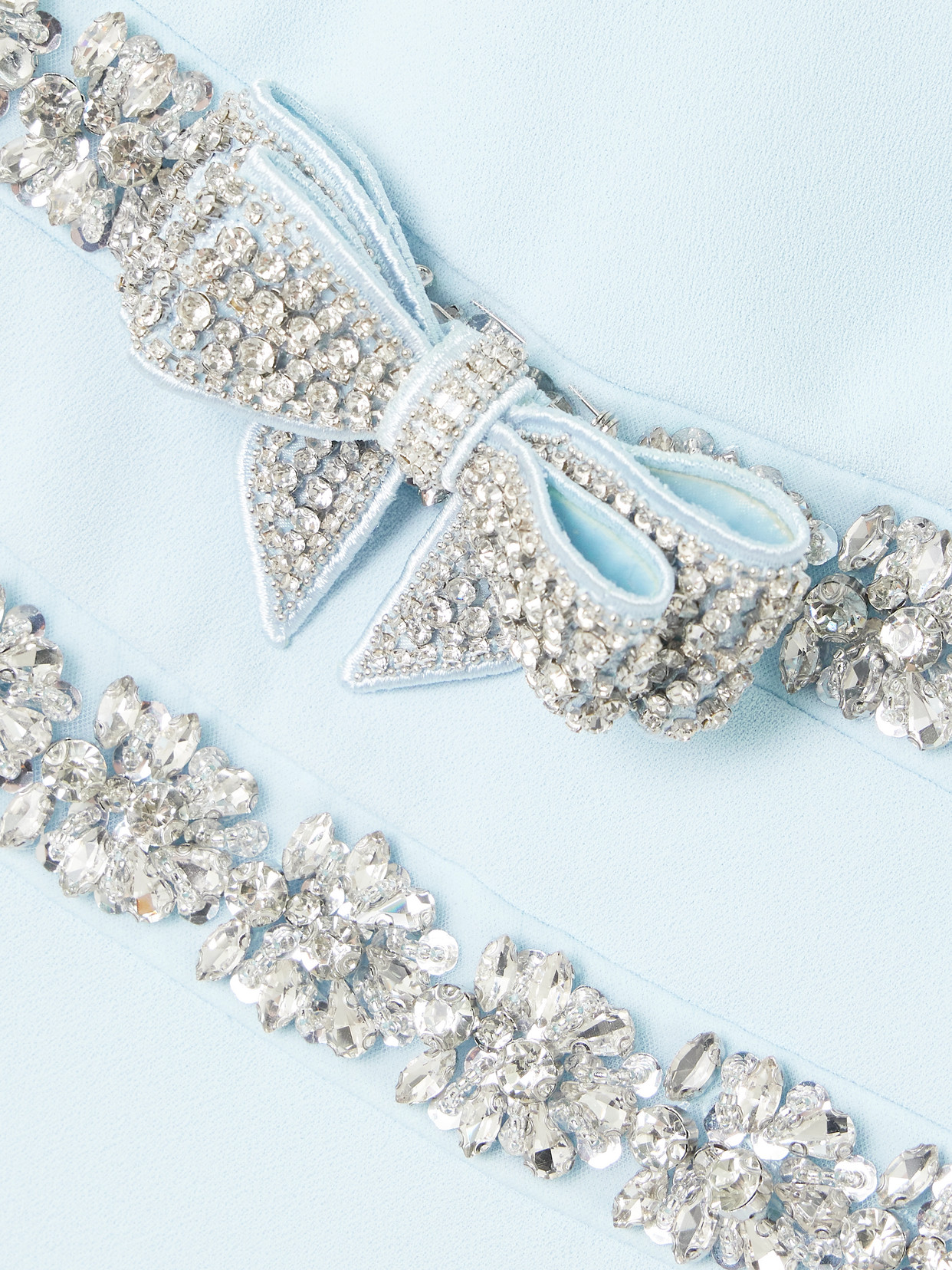 Self-portrait Bow-detailed Crystal-embellished Crepe Maxi Dress In Blue