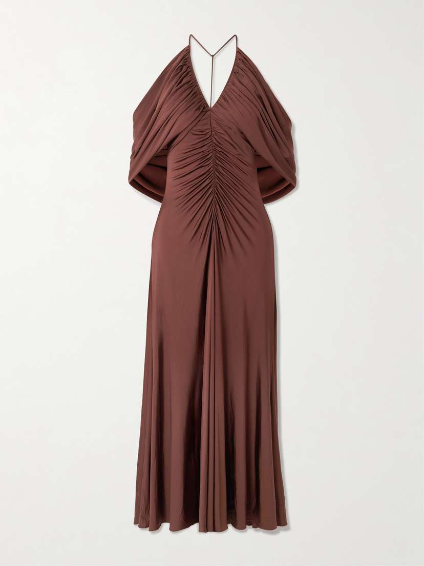 Self-Portrait Off-the-shoulder Draped Stretch-jersey Midi Dress