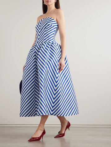Rosie Assoulin - Port City off-the-shoulder pleated striped cotton-canvas maxi dress | Plush Rosie Assoulin - Port City off-the-shoulder pleated striped cotton-canvas maxi dress | Plush