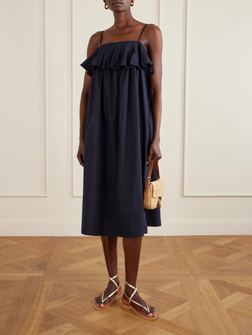 Sea Lois ruffled cotton-twill midi dress