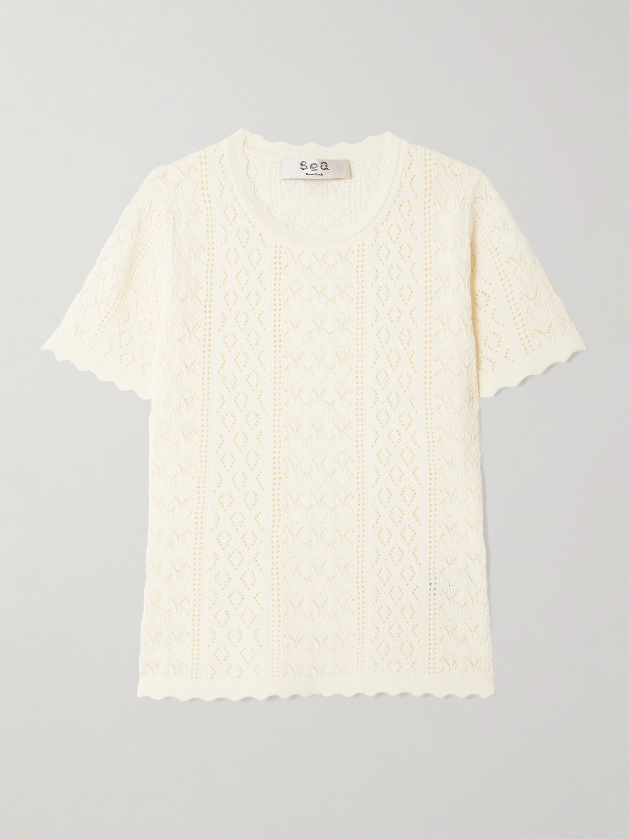 Sea Georgia Pointelle-knit Top In White