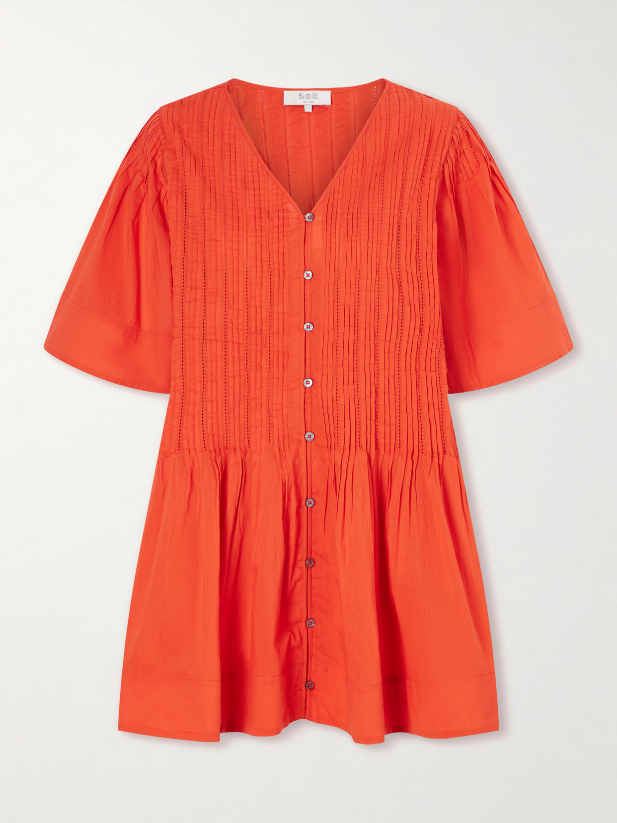 Sea Alberte Cotton Mini Dress In Orange