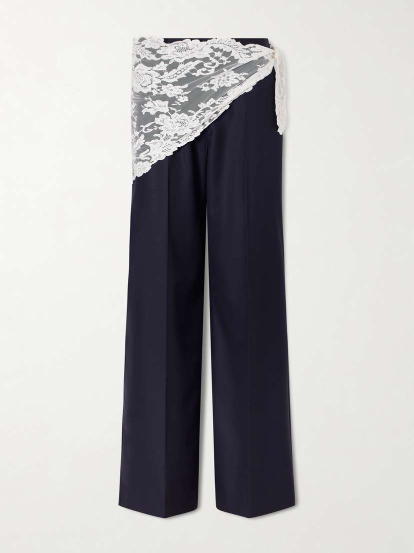 Sea Fiora Tropical Wool-blend Wide Leg Pants