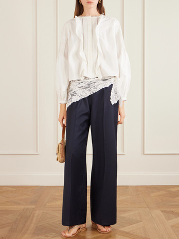 Sea Fiora Tropical wool-blend wide leg pants