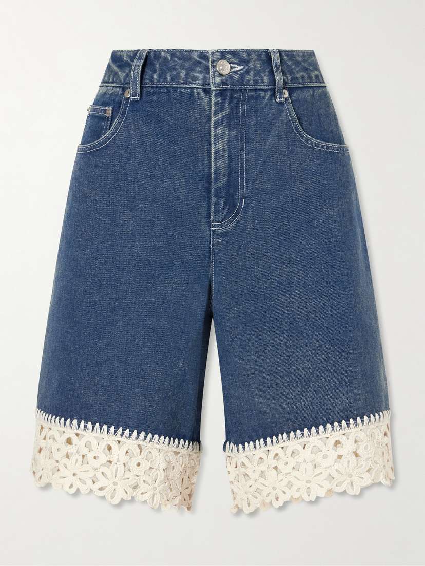 Sea Stasia Crochet-knit Denim Shorts