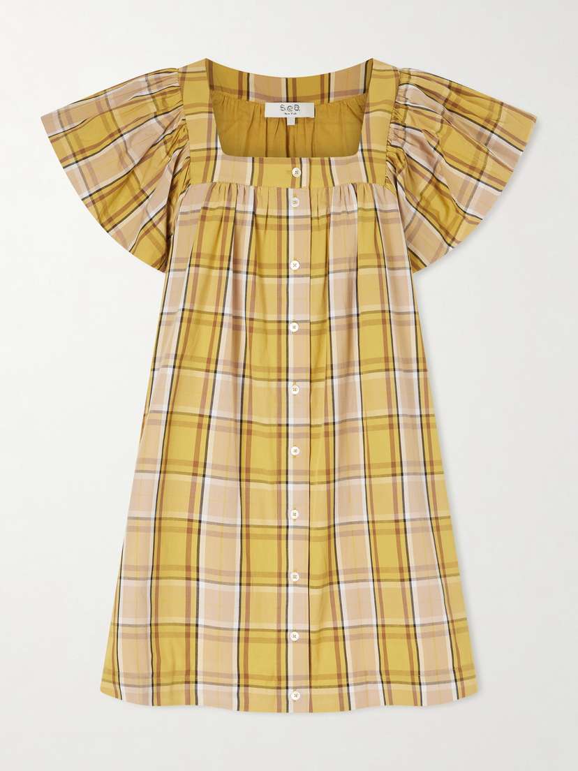 Sea Copeland Plaid Cotton-poplin Mini Dress