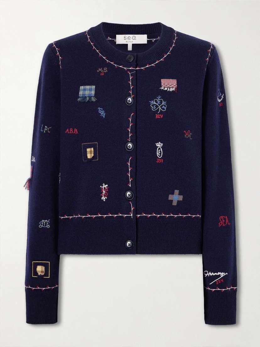 Sea Claira Embroidered Wool Cardigan