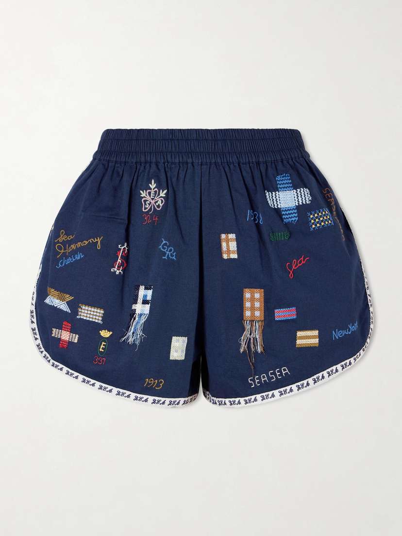 Sea Claira Embroidered Cotton Shorts