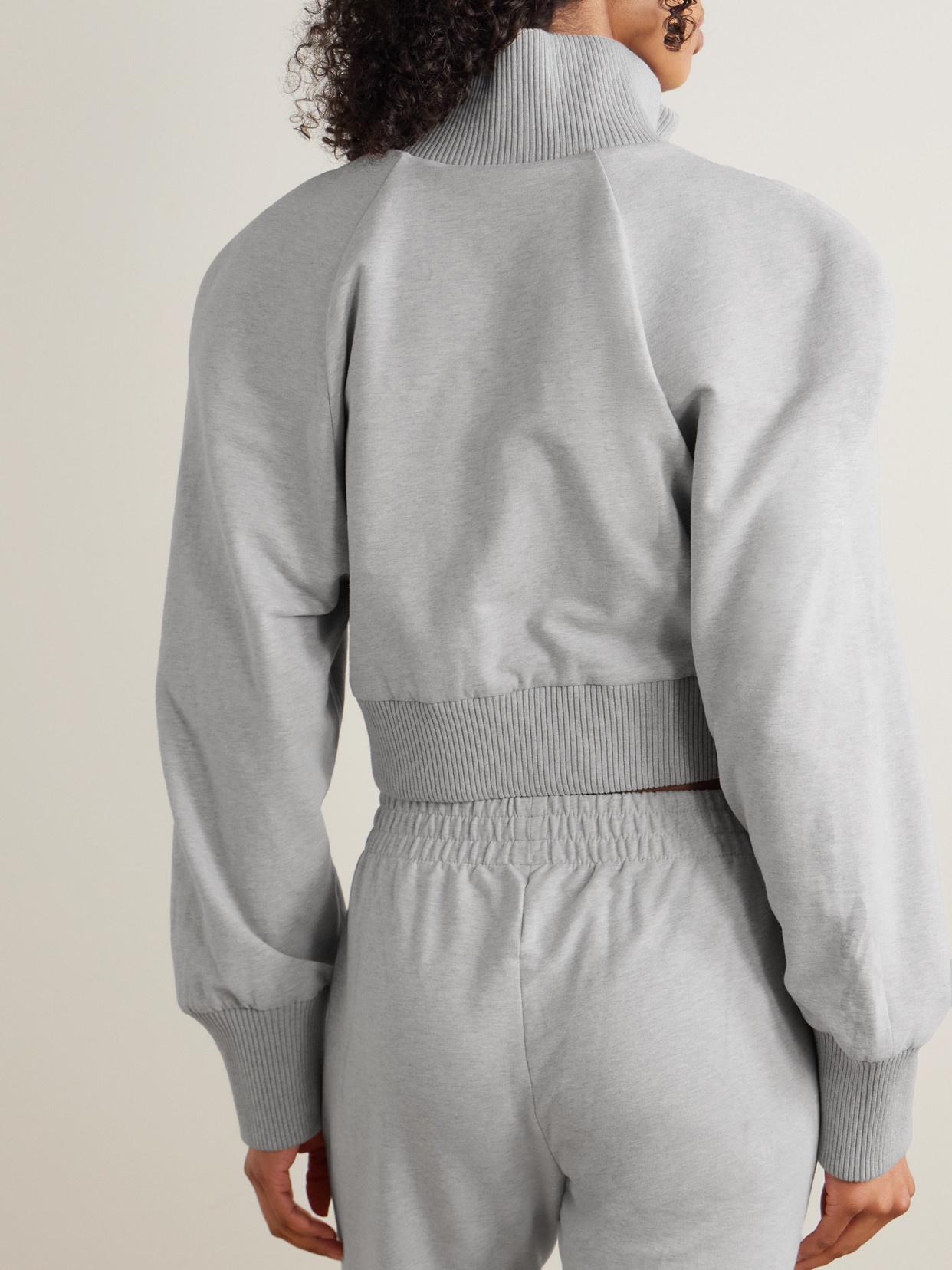 Norma Kamali Oversized Stretch-cotton Jersey Bomber Jacket In Gray
