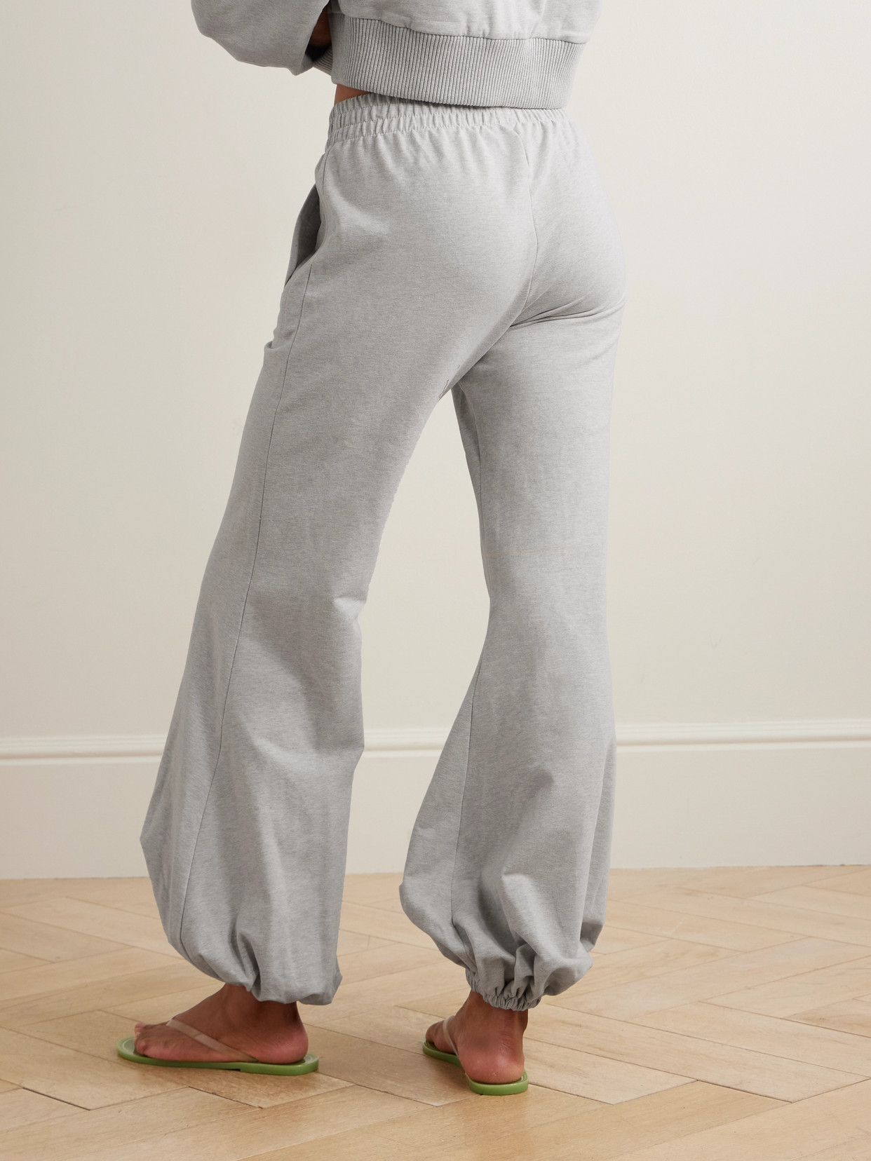 Norma Kamali Boyfriend Puff Jog Sweatpants Light Heather Grey In White
