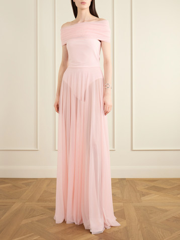 Norma Kamali Flared sheer gown