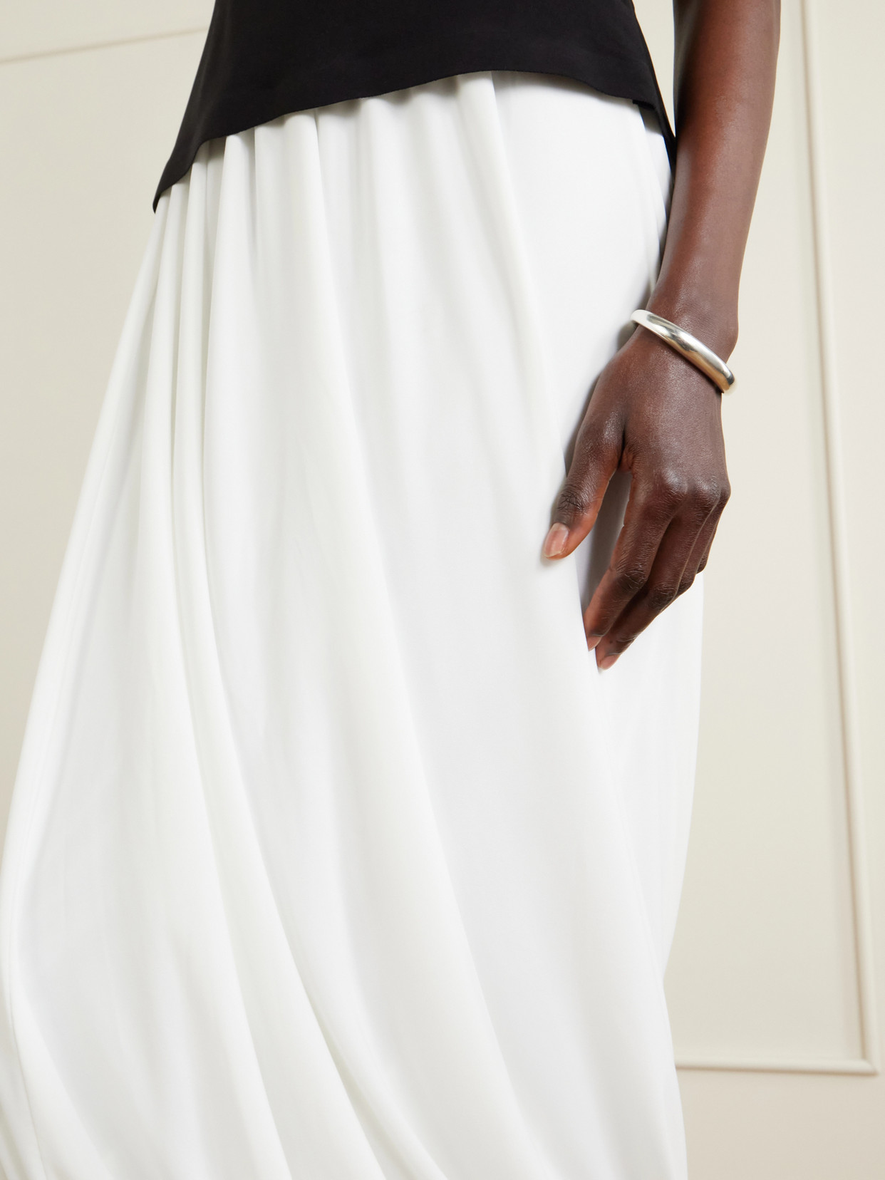 Pleated Jersey Midi