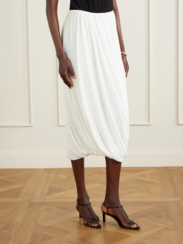 Norma Kamali Pleated jersey midi skirt