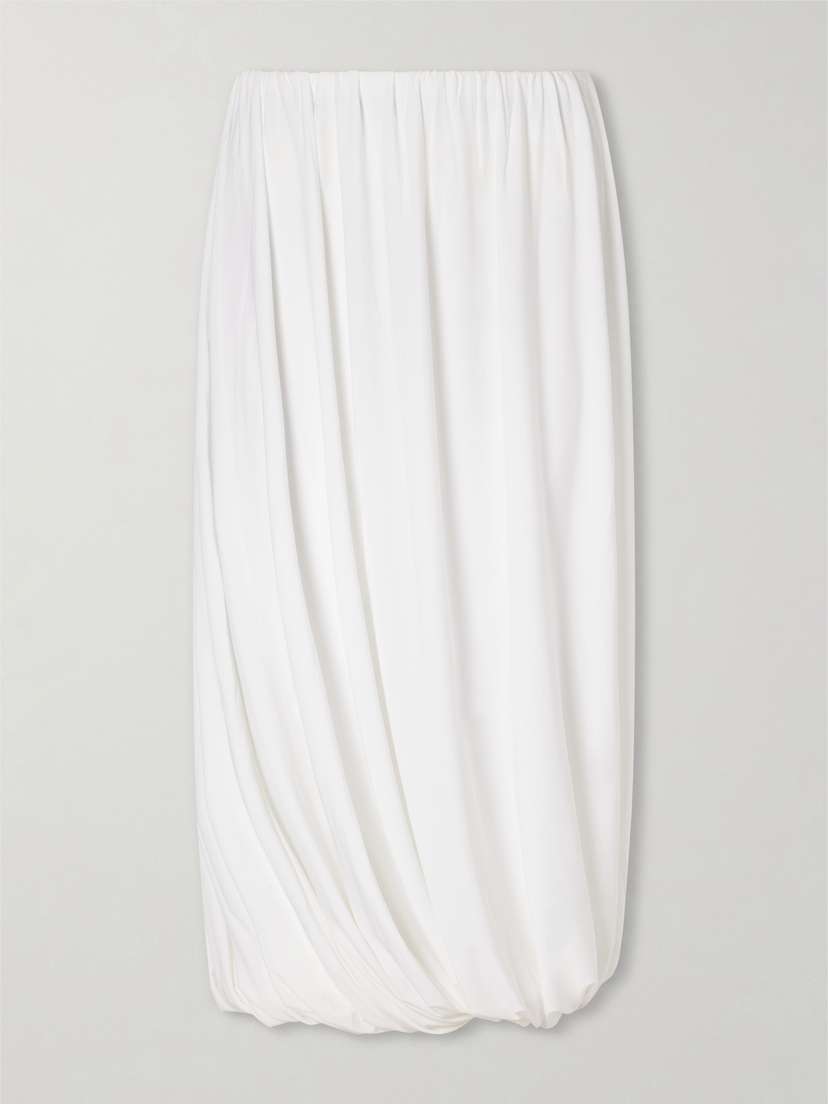 Norma Kamali Pleated Jersey Midi Skirt