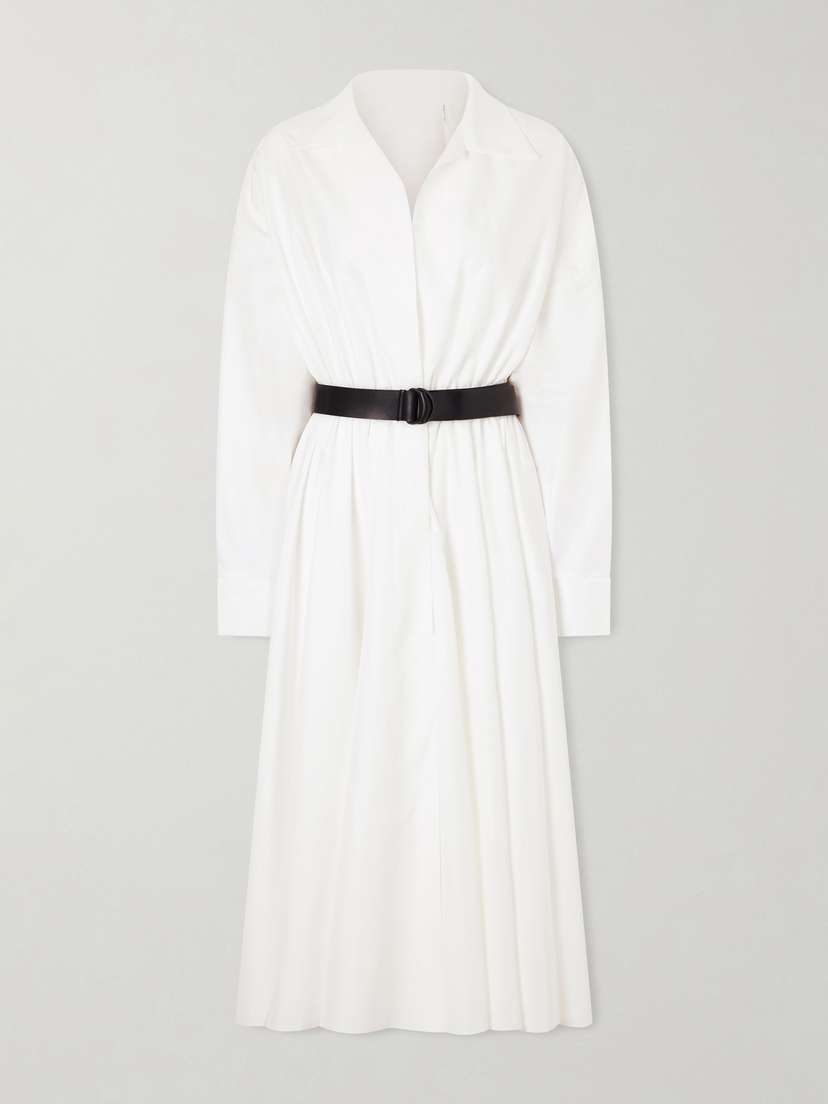 Norma Kamali Belted Gathered Shell Maxi Dress