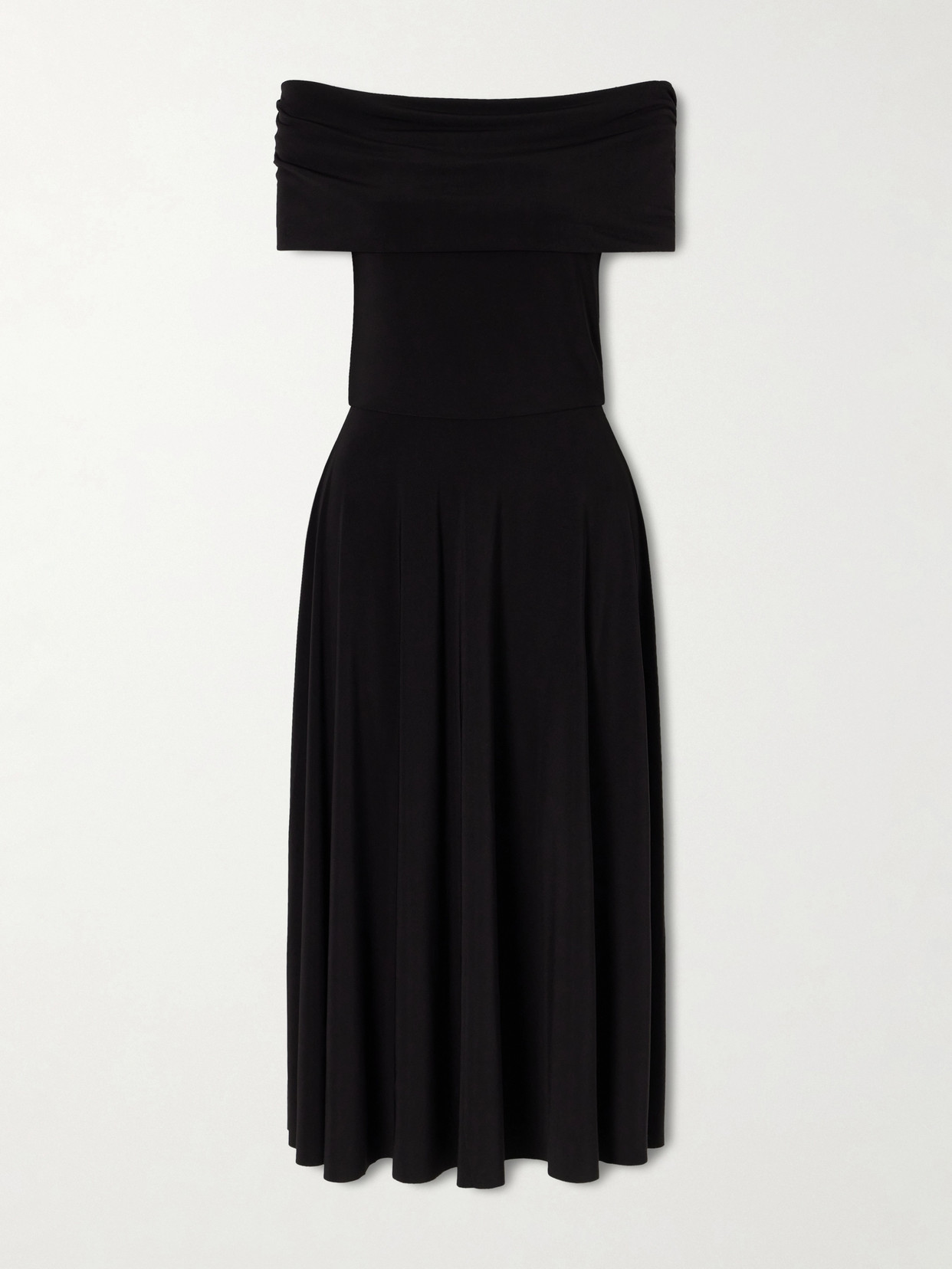 Norma Kamali Off-the-shoulder Jersey Midi Dress In Black