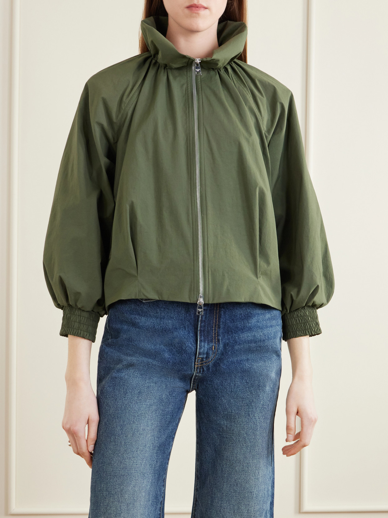 Veronica Beard Circe Faille Bubble Jacket In Green